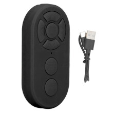 Fernbedienung mit Selfie-Taste, Typ C, wiederaufladbar, Bluetooth, 10 m Reichweite / 32,8 ft, Selfie-Knopf für E-Books und Videoaufnahmen, Schwarz