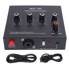 Microphone Preamp Enhance Sound Quality 48V Power XLR Output Dynamic and Condenser Mic Booster for Recording Studio Live Streaming