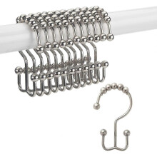 Shower Curtain Hooks Rings - Rust Resistant Metal Double Glide Hooks For Bathroom Shower Rods Curtains