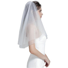 Wedding Bridal Veil With Comb 2 Tier Cut Edge - Elegant Elbow Fingertip Length Veil