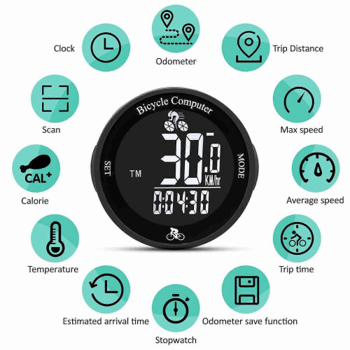 Bike Computer LED Backlight Multifunction Round Wireless Cycle Computer Cycling Odometer 2