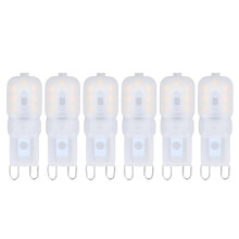 6 stuks G9 LED-lampen, dimbaar, 3W, energiebesparend, 360 graden lichtbundel, geschikt voor plafondlampen en hanglampen, warm wit, 110-140V