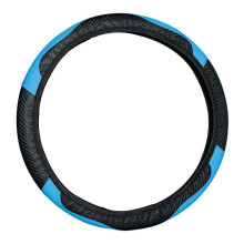 38 cm Lenkradbezug aus PU-Leder, rutschfest, universell, elastisch, komfortabel und glatt, für Autos, Schwarz/Rot