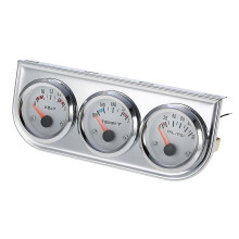 52MM triple meter voltage water temperature oil pressure three-in-one kit meter chrome bezel + white dial (Fahrenheit) tax rebate SKU is K6031-2-T