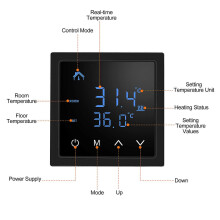 Smart Thermostat 16A Floor Heating Temperature Controller with LED Touch Screen 85-265V Electric Heating Control