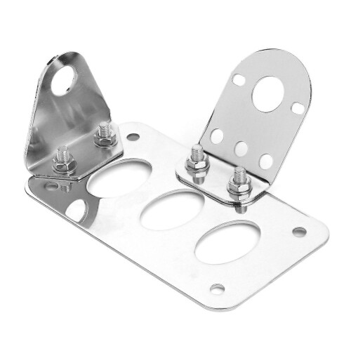Motorcycle License Mount Plate Holder Bracket Side Mounted Tail Light Aluminium Alloy FrameSilver 2