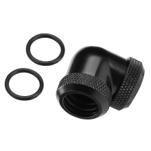 14 mm buitendiameter DIY draaibare 90 graden bocht dubbele harde buisconnector voor water- en vloeistofkoeling zwart