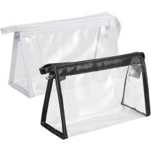 Clear Pencil Case Set For Exam,clear Pencil Bag Large Capacity Pencil Case Clear Pouch Pvc Makeup Pouch Bags For Stationery Cosmetics Storage (black&w