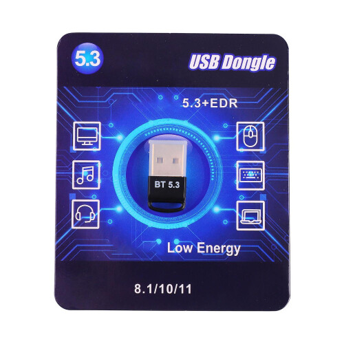 USB Bluetooth Adapter Delayless Gold Plated Plug 5.3 Bluetooth Dongle Transmitter Receiver for Windows 8.1 10 11 PC 2