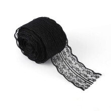 10 m/Rolle, 4,5 cm breites Spitzenband, DIY-Dekorationsspitze für Hochzeit, Geburtstag, Weihnachten (schwarz)