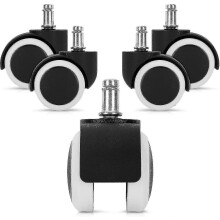 Office Chair Wheels 11mm - Pack Of 5 Furniture Castors 50mm Diameter Replacement Wheel Casters For Wooden, Laminate, Tile Floors - White-YuJia