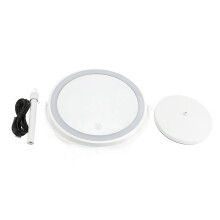 Verlichte make-upspiegel 22 cm, in hoogte verstelbaar, dubbelzijdig, vergrotend, met 3 kleuren LED-verlichting, wit, 10x vergroting