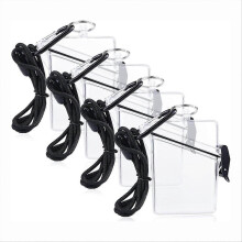 Paquete de 4 estuches impermeables para tarjetas de identificaci??n con cord??n, tarjetero transparente impermeable con cord??n