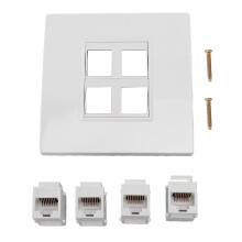 Cat-6-Ethernet-Wanddose mit 4 Ports (Buchse auf Buchse), Keystone-Wanddose, Internet-Wanddose für CAT5, CAT5E und CAT6A