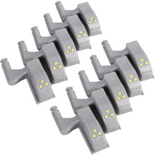 Scharnier-LED-Beleuchtung, 10 Stück universelle Scharnier-LED-Beleuchtung mit Sensor für Schränke, Kleiderschränke und Küchen