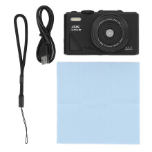 4K Digital Camera 64MP UHD 18X Zoom Autofocus Retro Compact Digital Camera with 3 Inch Flip Screen for Travel Photography Vlogging Black