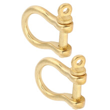 2er-Set Ankerschäkel aus reinem Messing, U-förmiger Schlüsselanhänger mit Haken und goldener Verbindungsschnalle, 10 mm