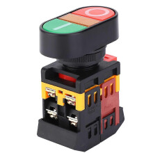 APBB-22/25N Dubbele drukknopschakelaar met LED-lampje, niet-NC momentdrukknopschakelaar (220VAC)