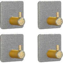 4 Pieces Adhesive Wall Hook, Picture Hanger Without Drilling Wall Hook, Adhesive Wall Hook, (gold) Hs