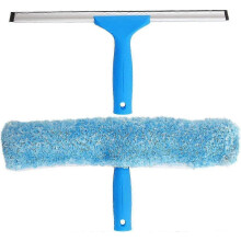 Professional Window Squeegee with Microfiber Brush - 30cm Wide for Streak-Free Cleaning