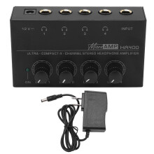 4-Kanal-Stereo-Kopfhörerverstärker mit extrem niedrigem Rauschen, 100–240 V AC Netzteil