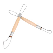 Double Head Ribbon Tool Wooden Handle Wax Pottery Clay Carving Sculpture DIY Craft Set