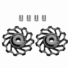 1 Pair MEIJUN Ceramic Bearing Rear Pulley Jockey Wheel Bike Guide Roller (11T, Black)