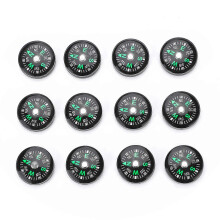 20 mm 12 stuks mini-zakkompassen met olievulling voor wandelen, kamperen en andere buitenactiviteiten.