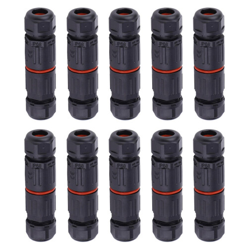 10PCS IP68 Waterproof Electrical Wire Cable 3Pin Connector Outdoor Plug Socket 0.5mm2~2.0mm2