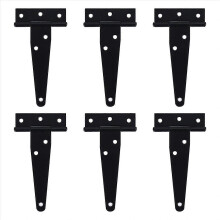 6 piezas de bisagras de correa en T de 4 pulgadas, bisagras de correa r??sticas para port??n, bisagras negras inoxidables para puertas y ventanas, Fe