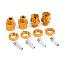 4PCS Metal Hex Adapter 12mm to 17mm Wheel Hex Adapter Extension Conversion Nuts for 1/10 RC Car,Yel js