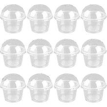 100pcs 250ml Fruit Cups With Lid Small Lids Dome Ice Cream Yogurt Containers Baking Supplies For Kids Parfait- Disposable Dessert Cups Clear Salad Cup