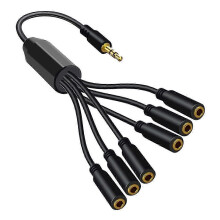 Cable divisor de auriculares con conector macho TRS de 3,5 mm a conector hembra de 3,5 mm y 6 puertos, adaptador de audio AUX est??reo para PC TNEW