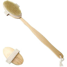 Shower Brush, Shower Body Exfoliating Brush, Bath Back Cleaning Scrubber With Long Wooden Handle, Dry Or Wet Skin Exfoliator Brush With Detachable Lon