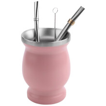 Double-wall Stainless Yerba Mate Gourd Tea Cup Set Coffee Water Cup With 2 Bombillas Straws Spoon