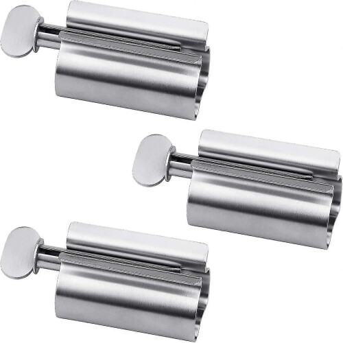 Pxcl Set Of 3 Stainless Steel Squeezer Toothpaste Holder, Rotating Toothpaste Dispenser, Rolling Tube Toothpaste Squeezer