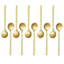 Stainless Steel 10 Pcs Espresso Spoons Teaspoons for Coffee Sugar Dessert Cake Ice Cream Soup Antipasto (Gold)NEW