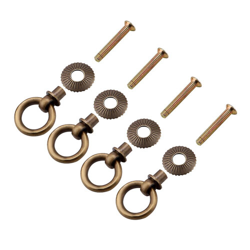 4pcs/pack Mini Simple Vintage Pull Rings Cosmetic Case Jewelry Box Attachment Handle Bronze 1