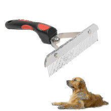 Großer Hundehaarkamm aus Edelstahl mit Gummigriff, Friseurbürste