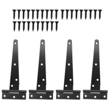 4 piezas de bisagras de puerta resistentes de 6 pulgadas, bisagras en T para cobertizos, bisagras para puertas de madera (negro)