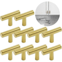 XHX 10 Stück Gold Edelstahl Küchen T-Griff Einloch Gold Möbelgriff