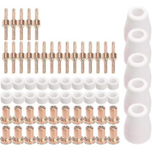 65 Pieces Serious Plasma Cutter Tip Electrode And Nozzle Kit Accessories Consumables For Pt31 30 40 50 Plasma Cutter Welding Tools