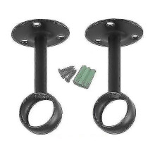 2 soportes para barra de cortina, soporte de techo, color negro.