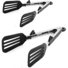 Kitchen Tongs 12 Inches Fish Spatula Stainless Steel Locking With Silicone Tips Cooking Salad Buffet Bbq Serving Tongs Heat Resistant Meat Turner Spat