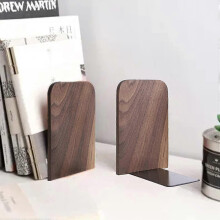 2 Pcs Wood Book Ends, Decorative Bookends For Shelves, Non Skid Black Walnut Book Holder For Home Office School, L-shaped Bookend Perfect For Books, D