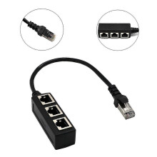 RJ45-Ethernet-Splitterkabel, RJ45-Ethernet-Adapter, RJ45-Netzwerkadapter (1 Stecker auf 3 Buchsen), Ethernet-LAN-Kabelverlängerung