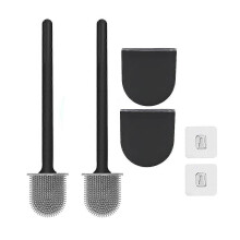 Premium-WC-Bürsten & -Halter, 2er-Pack, Wandmontage (ohne Bohren), Tiefenreiniger Silikon