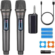 Wireless Microphone, Rechargeable Fixed Frequency Wireless Dual