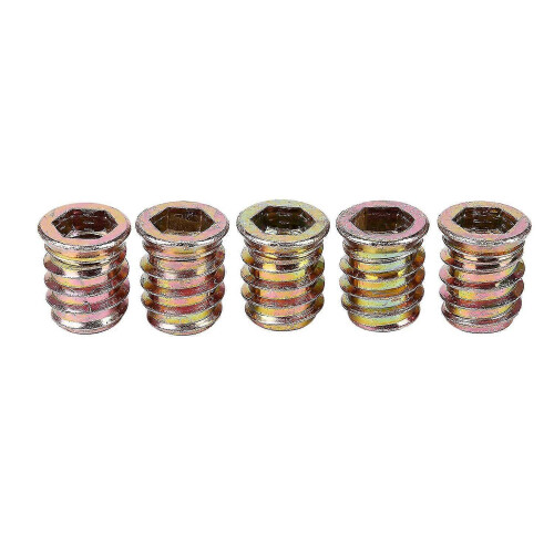 Juego de 5 insertos roscados M10 x 20 mm para madera