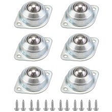 ball transfer bearing roller, ball bearings, with 12 screws, for transmission, furniture, wheelchairs, all carbon steel (silver)6pcs)
